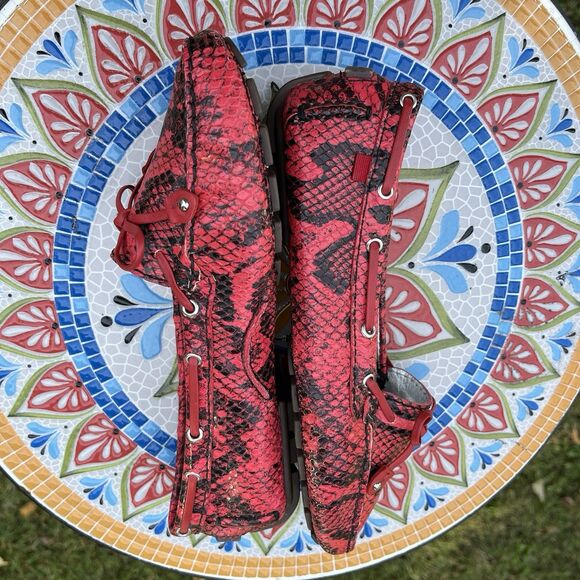 Marc Joseph NY Sz 7.5 Cypress Hill Genuine Red Viper Snake Leather Loafers RARE - Picture 6 of 10